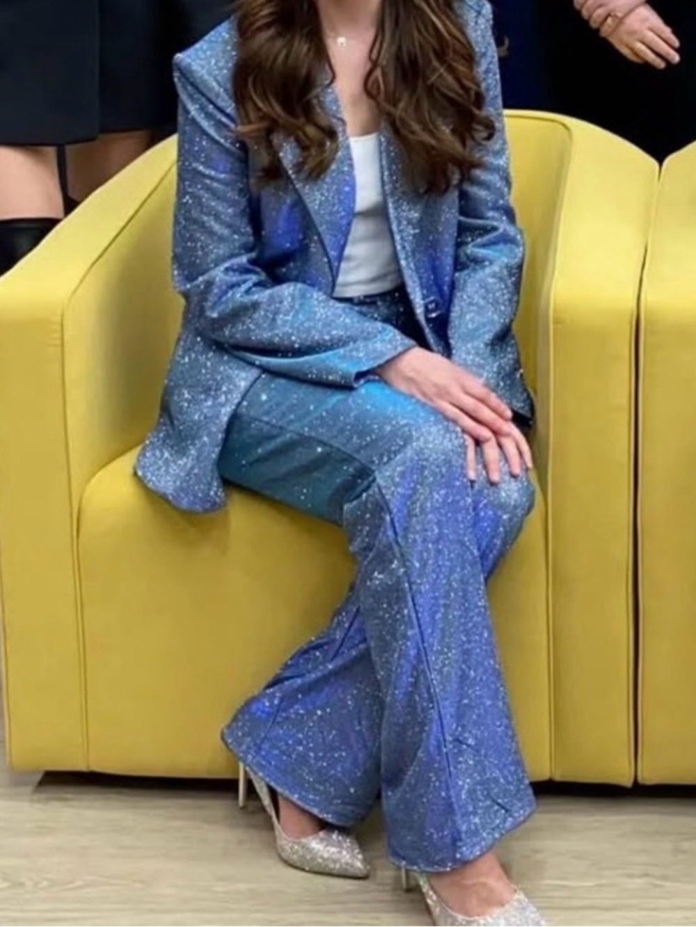 Sparkle Blue Women's Blazer & Wide-Leg Pants